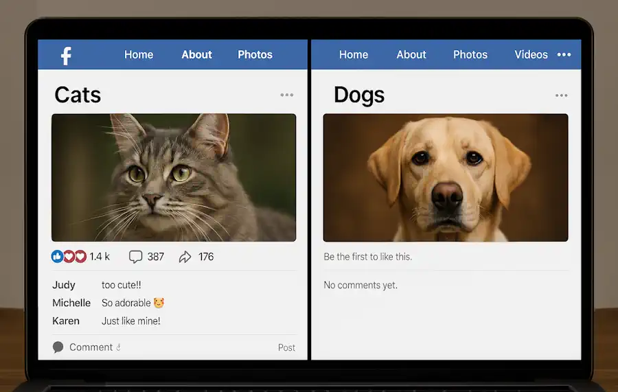 Cat Page vs. Dog Page